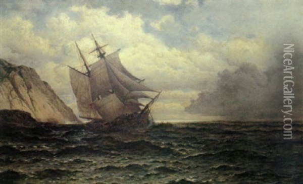 Brigantine Off The Lee Shore Oil Painting - William Bradford