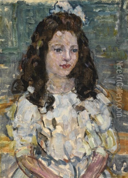 Head Of A Girl Oil Painting - Maurice Prendergast