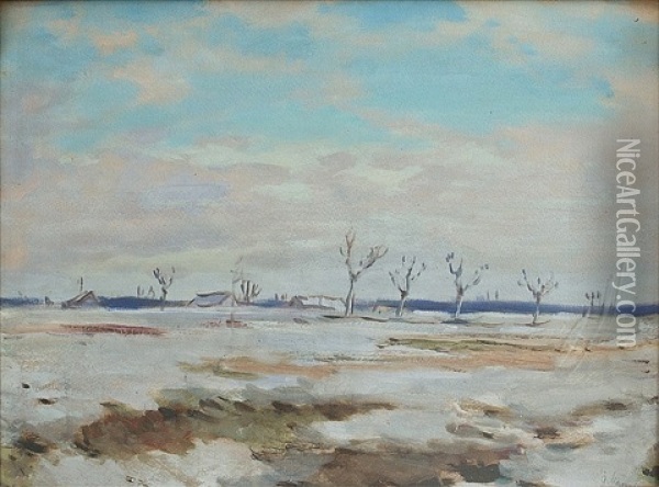 Winter Countryside Oil Painting - Gustav Macoun