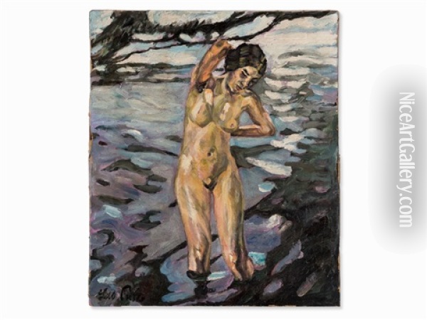 Bathing Oil Painting - Leo Putz