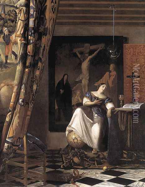 The Allegory of the Faith 1671-74 Oil Painting - Jan Vermeer Van Delft