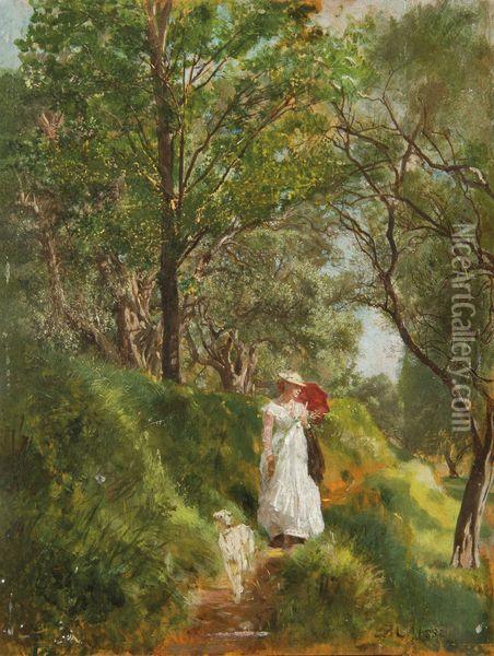 Femme A L'ombrelle Oil Painting - Jean-Louis-Ernest Meissonier