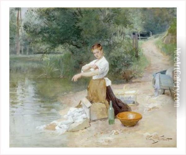 La Lavandiere Oil Painting - Victor-Gabriel Gilbert