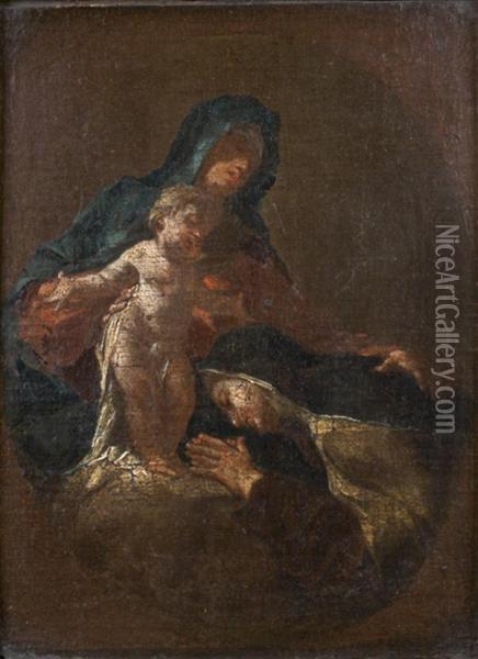 La Vierge A L'enfant Apparaissant A Sainte Therese D'avila Oil Painting - Jacopo Guarana