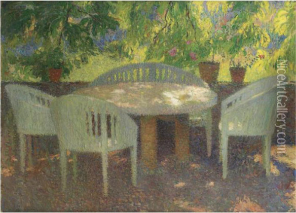 Table Sous La Tonnelle Oil Painting - Henri Martin