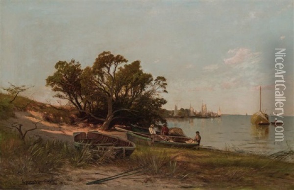 On The Shore Oil Painting - Edward B. Gay
