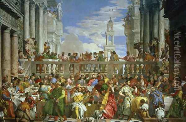 The Marriage Feast at Cana, c.1562 Oil Painting - Paolo Veronese (Caliari)