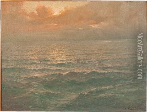 Sunset On The Ocean Oil Painting - Charles Dickman