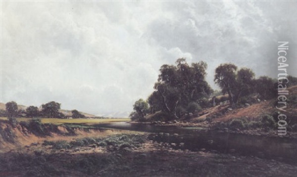 A River Landscape Oil Painting - Ransom Gillet Holdredge