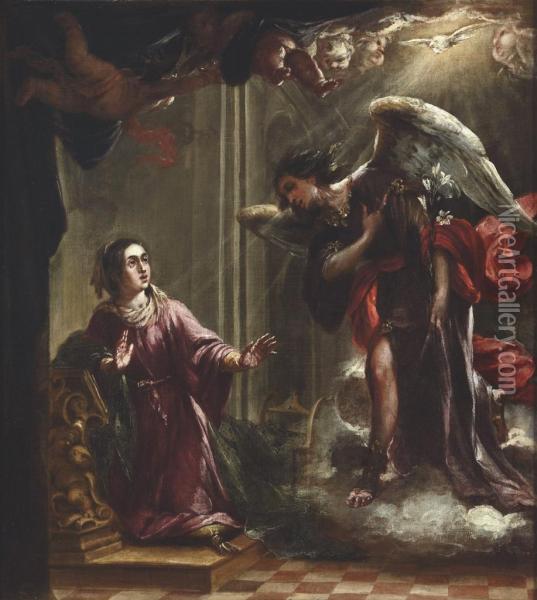 The Annunciation Oil Painting - Juan De Valdes Leal