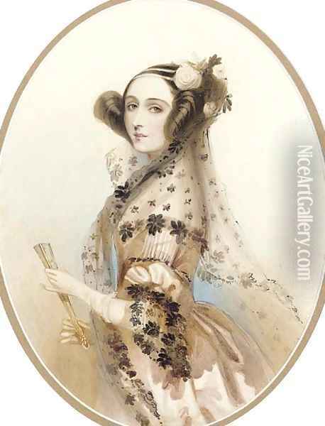 Ada, Countess of Lovelace Oil Painting - Alfred-Edward Chalon