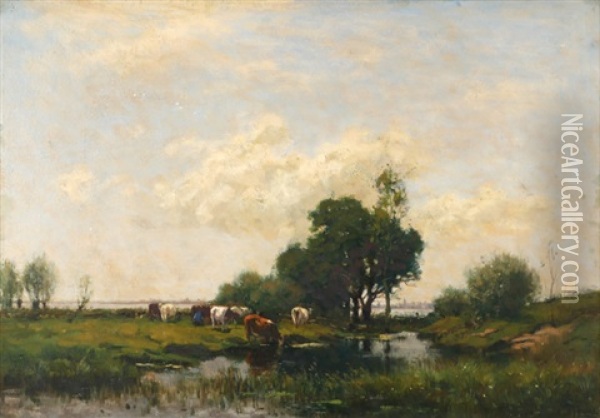 Milking Time, Holland Oil Painting - Johannes Karel Leurs