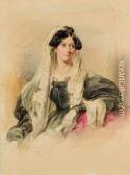 Portrait Of Mrs. Charles Cholmondely Oil Painting - George Richmond