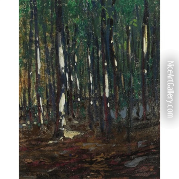 Trees Oil Painting - Francis Hans Johnston