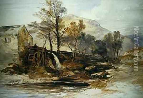 A Watermill in North Wales Oil Painting - William James Muller