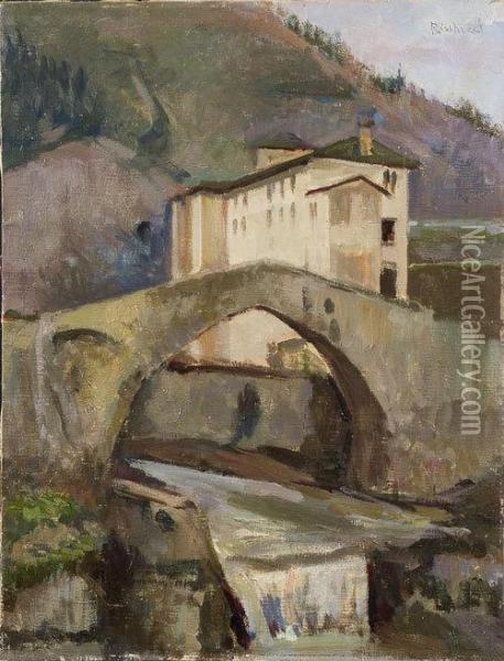 Veduta Di Borgo Con Antico Ponte Oil Painting - Gaetano Ricchizzi