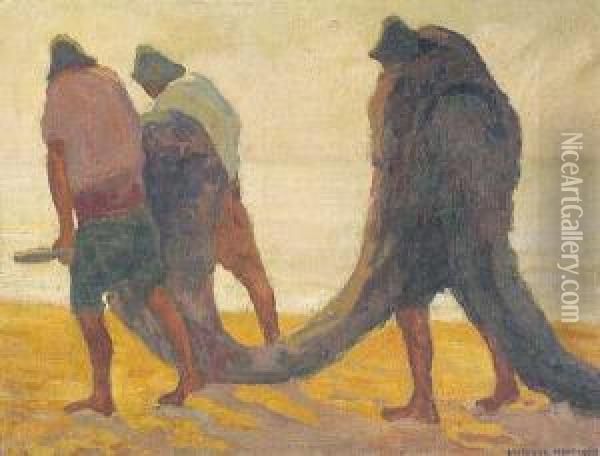 Pescadores Oil Painting - Eduardo Pascual Monturiol