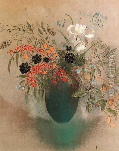 Fleurs dans un vase Oil Painting - Odilon Redon