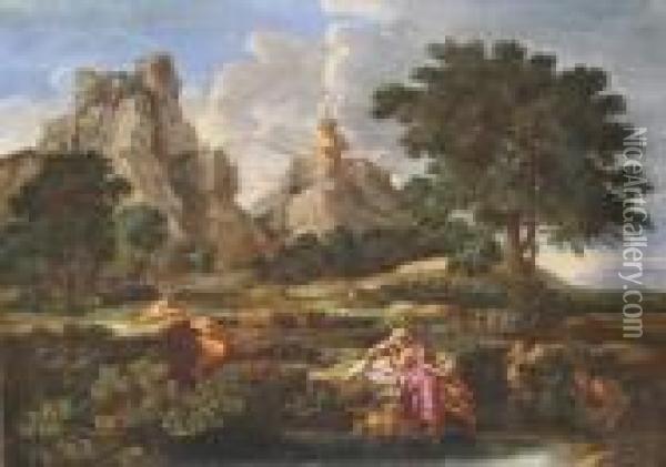 Landscape With Diogenes Oil Painting - Nicolas Poussin