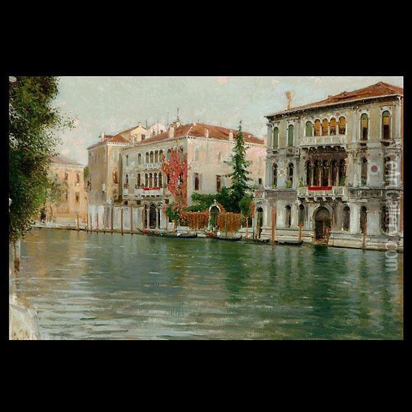 Caprile.italian . The Grand 
Canal, Venice. Oil On Canvas. 15 1/2x 23 Inches. Signed Indistinctly 
Lower Left: V. Caprile Oil Painting - Vincenzo Caprile