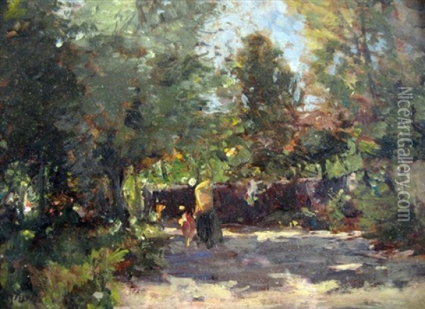 In The Park Oil Painting - Lewis Cohen