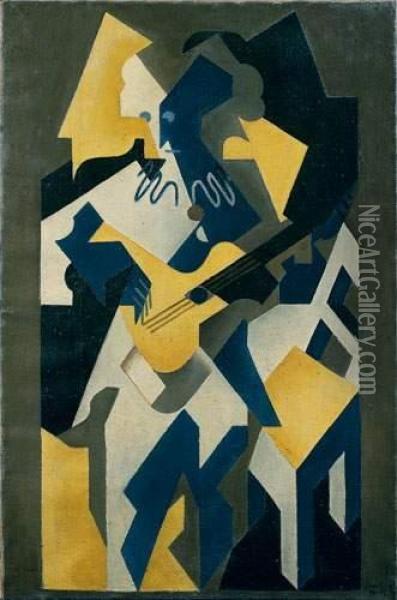 Le Joueur De Guitare, 1918 (arlequin A La Guitare) Oil Painting - Juan Gris