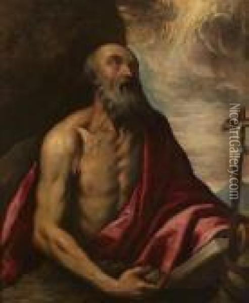 The Penitent Saint Jerome Oil Painting - Acopo D'Antonio Negretti (see Palma Giovane)