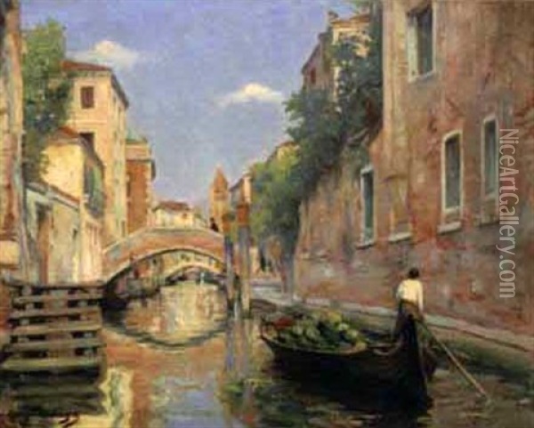 Canal A Venise Oil Painting - Georges-Auguste-Elie Lavergne