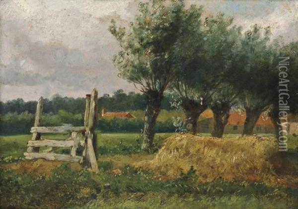 Landschap Met Knotwilgen: Landscape With Willow Trees Oil Painting - Anton Mauve