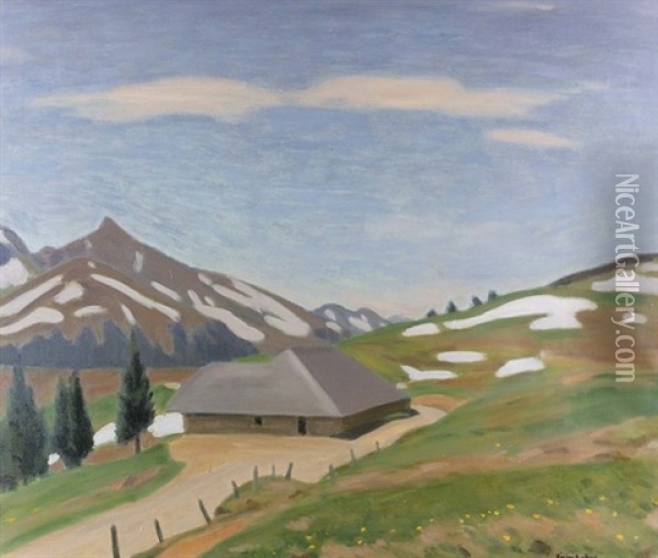 Alp Im Vorfruhling Oil Painting - Ernest Hiram Bruelhart