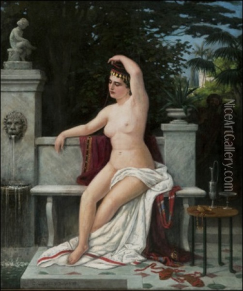 Susanna Kylvyssa (susanna In The Bath) Oil Painting - Carl Ludwig Jessen