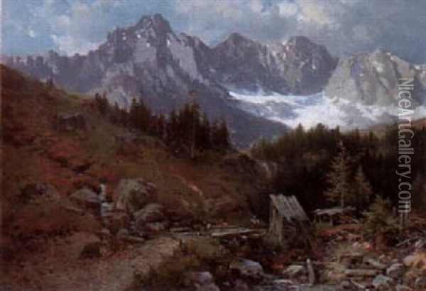 Ziegenhirte Oil Painting - Ludwig Sckell