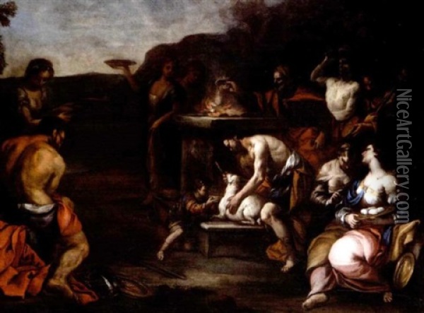 The Sacrifice Of Noah Oil Painting - Agostino Beltrano