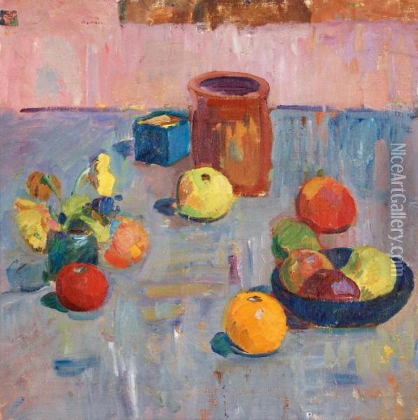 Still Life With Fruits And Pot Oil Painting - Karl Isakson