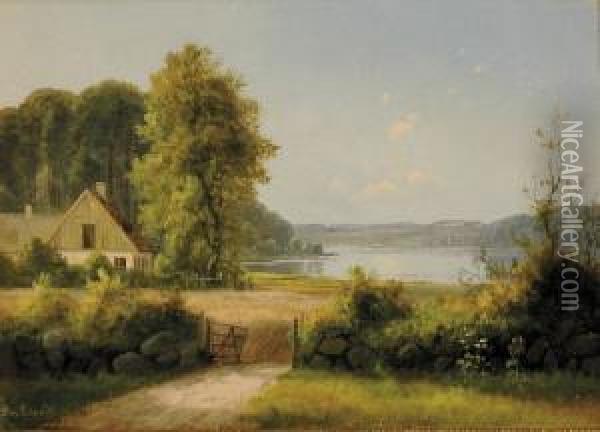 Cottage By The Lake Oil Painting - Alexander Schmidt