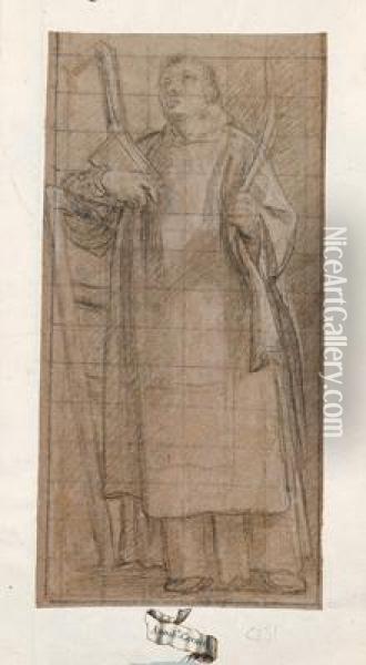 A Study Of A Standing Saint Oil Painting - Bartolomeo Cesi