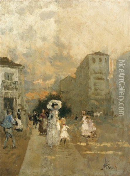 Scene De Rue Oil Painting - Mose di Giosue Bianchi