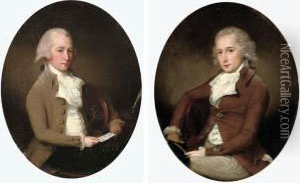 Portrait Of A Gentleman 
Traditionally Identified As Mr. Lodington; And Portrait Of A Gentleman 
Traditionally Identified As John Lodington Oil Painting - Francis Alleyne