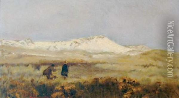 Les Chasseurs Dans Les Dunes, Environs De Berck Oil Painting - Francis Tattegrain