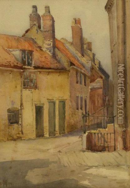 Quay Street Scarborough Oil Painting - Charles William Adderton