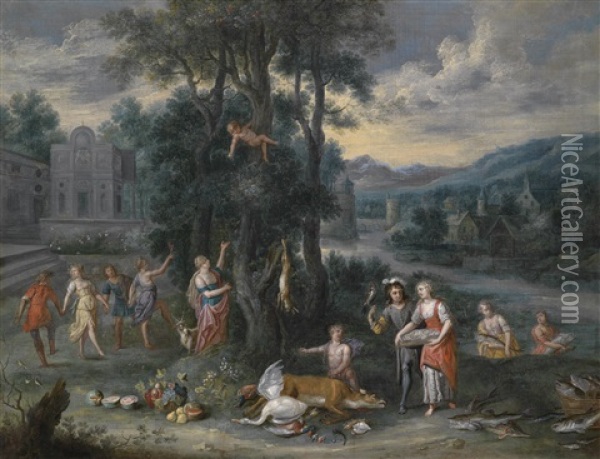 Allegorie Des Herbstes Oil Painting - Jan van den Hoecke