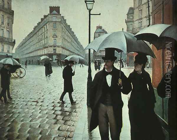 Paris Street- Rainy Weather 1877 Oil Painting - Gustave Caillebotte