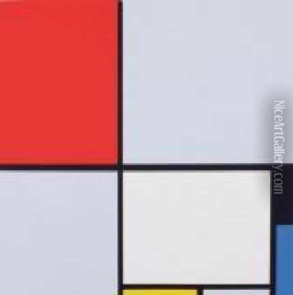 Composition En Rouge Oil Painting - Piet Mondrian