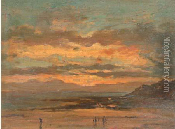 Crepuscule, Bord De Mer Oil Painting - Constant Troyon