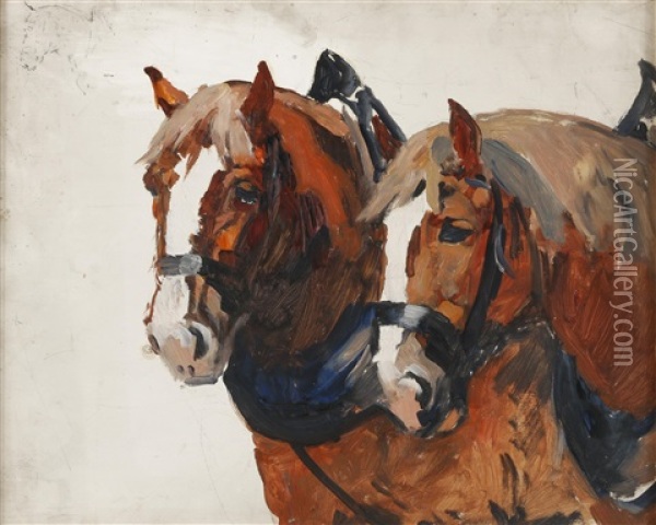 Pferdestudie Oil Painting - Wilhelm Hohnel