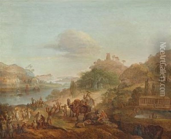 Patna Ved Ganges Oil Painting - Christian August Lorentzen
