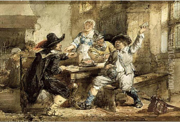 Men Smoking And Eating In An Inn Oil Painting - Herman Frederik Carel ten Kate