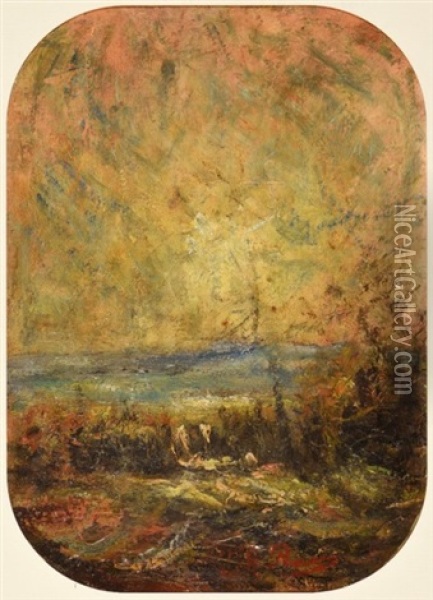 Coucher De Soleil Sur L'aleva Oil Painting - Auguste Francois Ravier