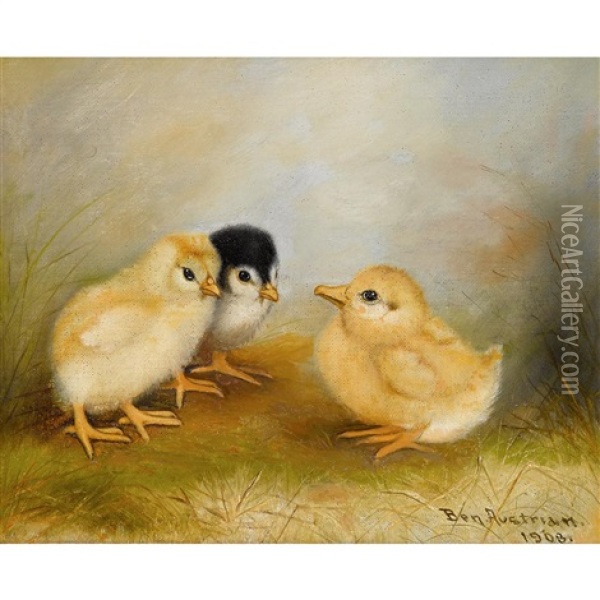 Chick Talk Oil Painting - Ben Austrian