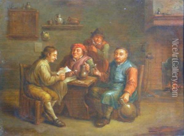 A Tavern Scene Oil Painting - David The Younger Teniers